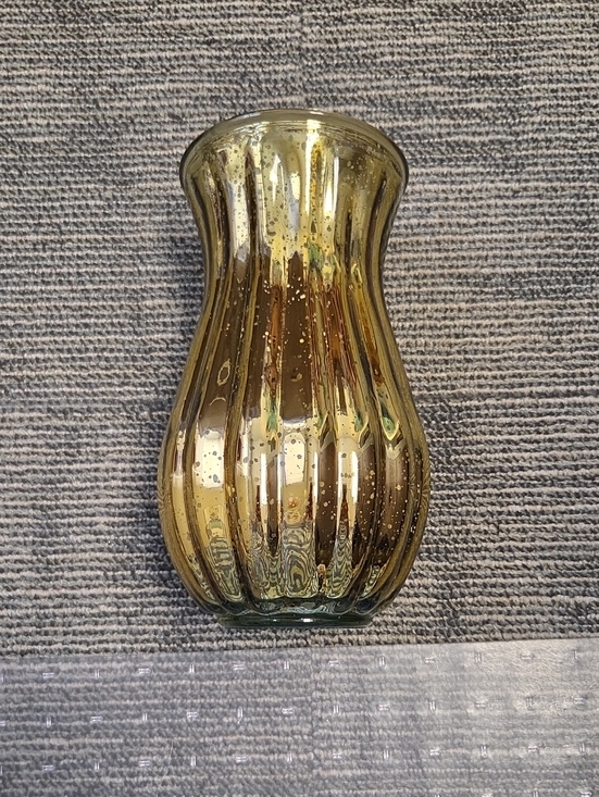 None Other - Gold Mercury Glass Decorative Vase - Home Accents 9 Inches Tall.
